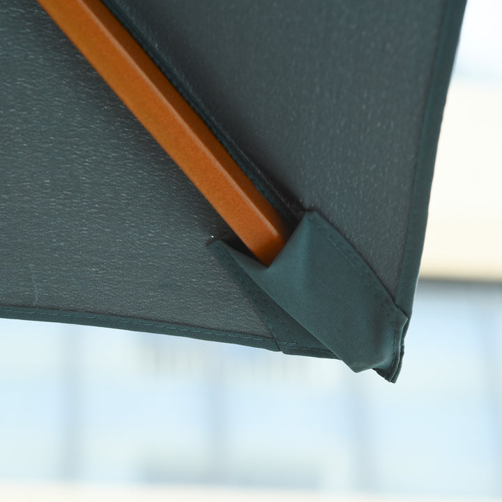 3 x 3 metre Patio Parasol Garden Umbrellas Sunshade Outdoor Wooden Parasol Canopy Double Tier, Dark Grey, BASE NOT INCLUDED