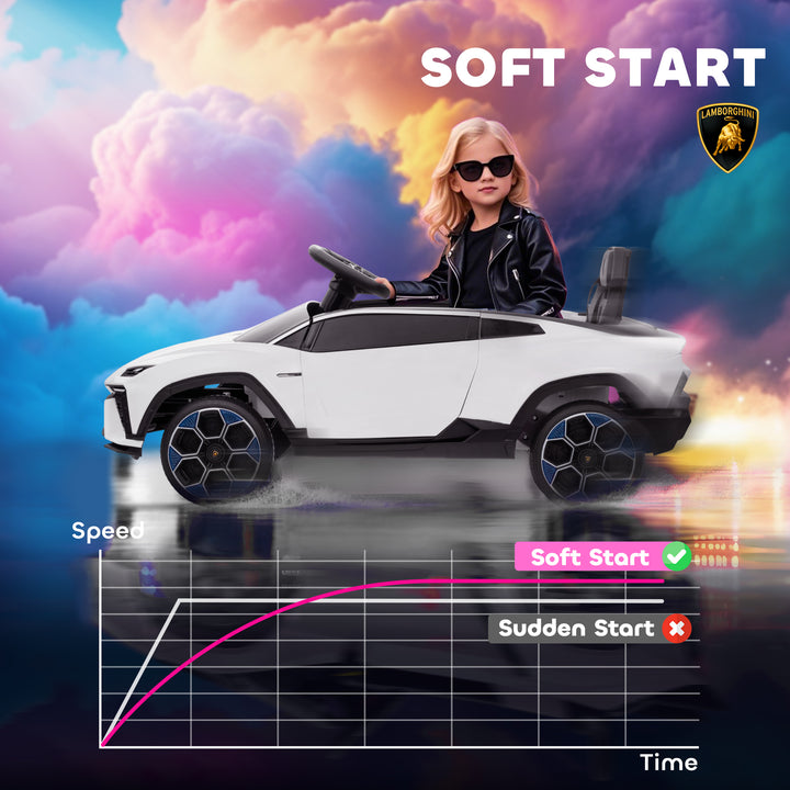 MCL 12V Licensed Lamborghini Electric Cars for Kids, Ride On Car with Remote Control for 3-6 Years Old, White