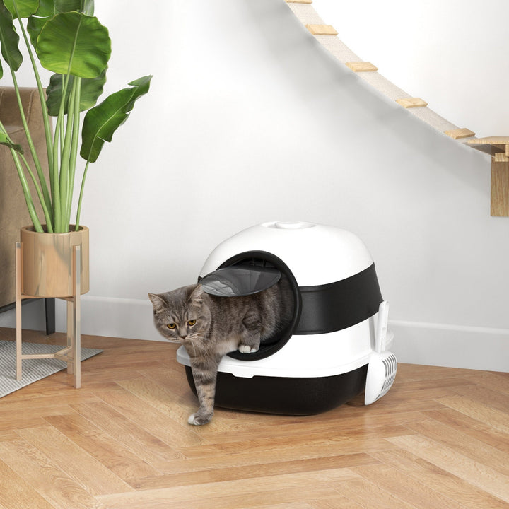 Foldable Cat Litter Tray with Lid, Deodorant, Scoop