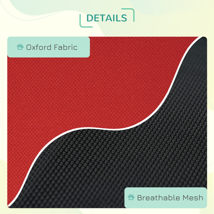 MCL Raised Dog Bed Cat Elevated Lifted Portable Camping w/ Metal Frame Black and Red (Medium)