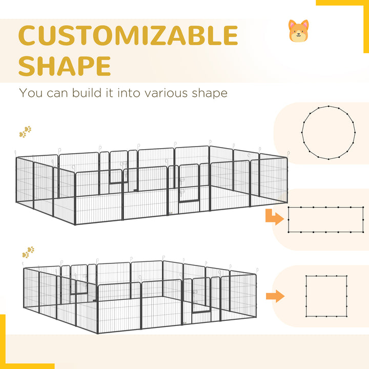 PawHut 16 Panels Heavy Duty Puppy Playpen, for Small and Medium Dogs, Indoor and Outdoor Use - Grey | Aosom UK