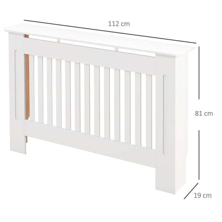 Slatted Radiator Cover Painted Cabinet MDF Lined Grill in White (112L x 19W x 81H cm)