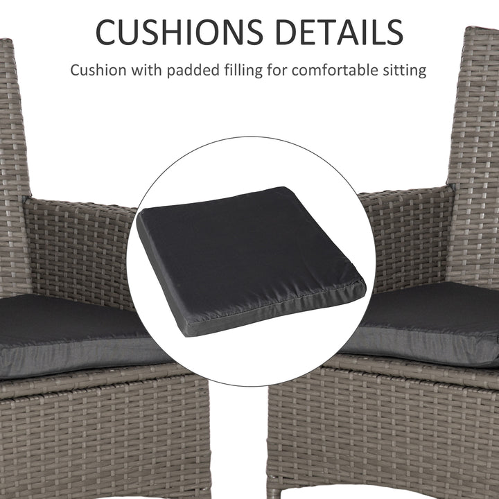 Outsunny 2 Seater Outdoor Rattan Armchair Dining Chair Garden Patio Furniture w/ Armrests Cushions Grey