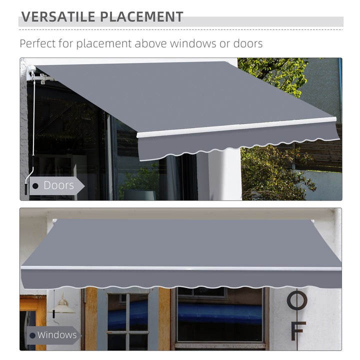 Outsunny Waterproof Garden Patio Manual Awning Canopy Sun Shade Shelter Retractable 4m x 3m-Grey | Aosom UK