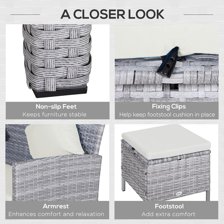 MCL 6-Seater Rattan Dining Set Sofa Table Footstool Outdoor w/ Cushion Garden Furniture