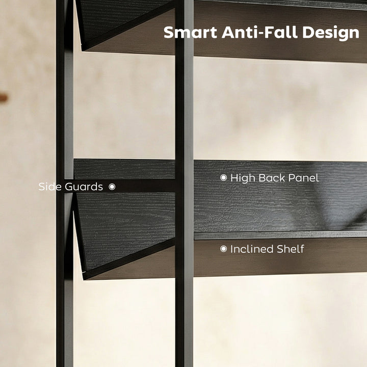 Bookshelf 5-Tier Metal Frame Bookcase Storage Shelves for Living Room 