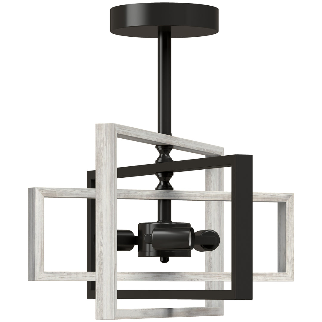 Ceiling Light Fixtures, Industrial Ceiling Lighting with Wood Frame