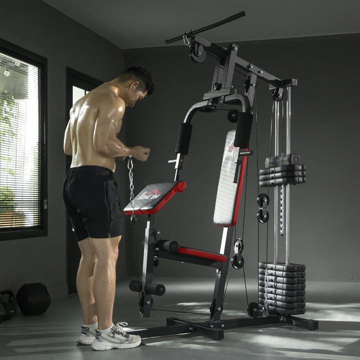 MCL Multigym Station, with 66KG Weight Stack, for Strength Training - Red & Black