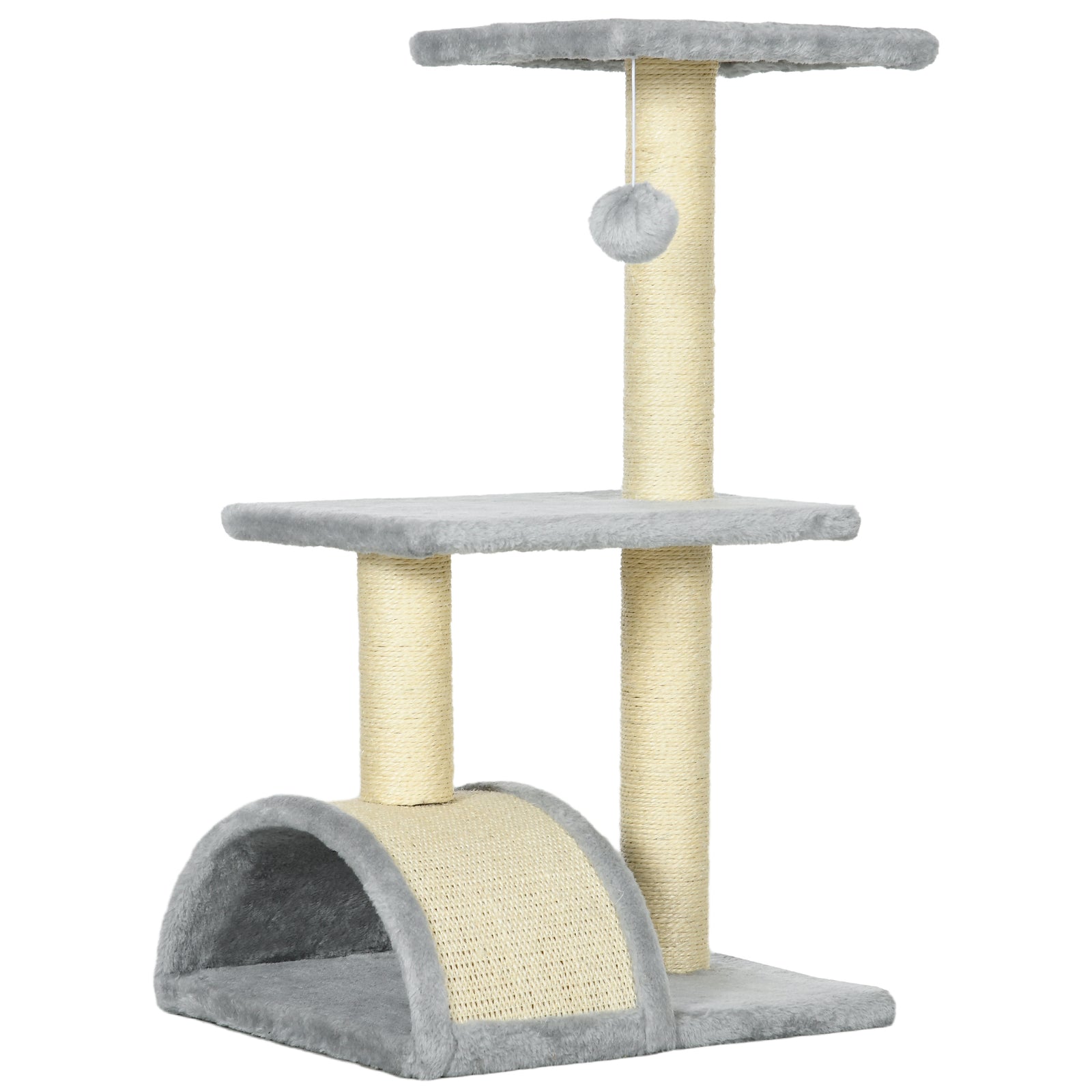 72cm Cat Tree with Scratching Post, Pad for Indoor Cats - Light Grey