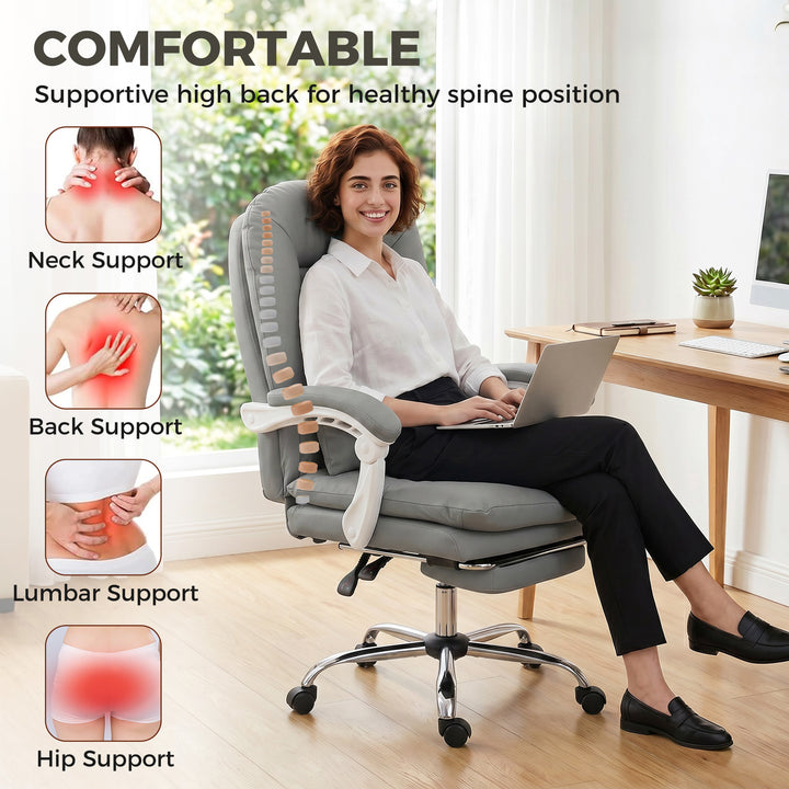 Ergonomic Executive Office Chair, Reclining Desk Chair with Lumbar Sup