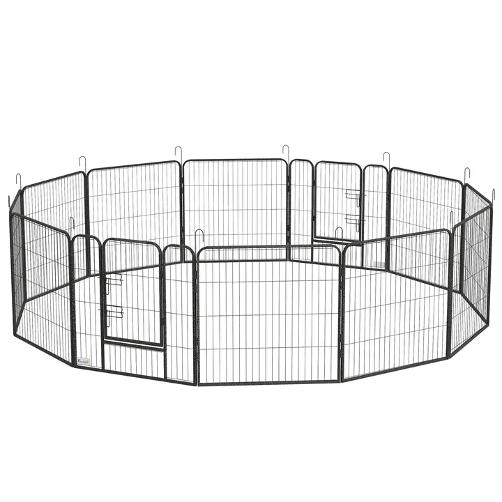 PawHut Heavy Duty 12 Panel Puppy Playpen, Versatile Pet Exercise Pen for Small/Medium Dogs, Indoor/Outdoor Use | Aosom UK