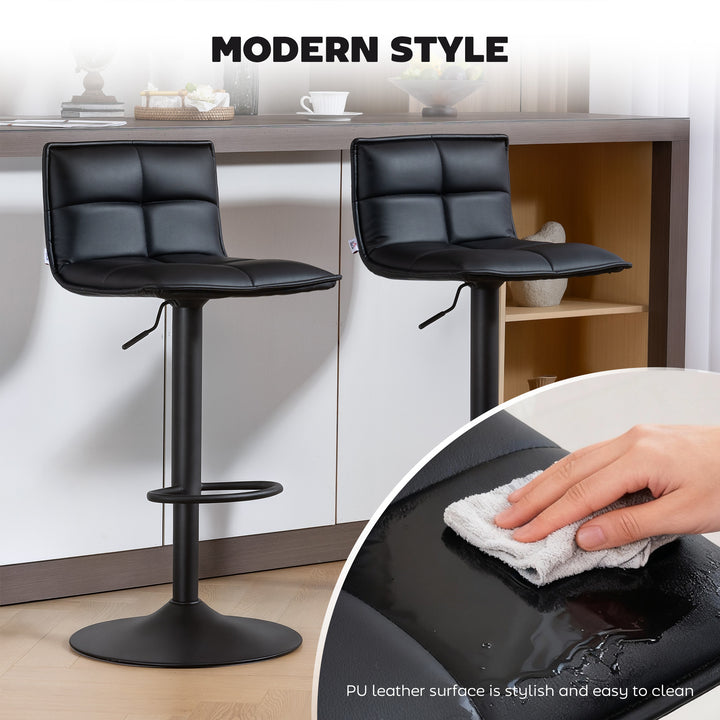 Set of Two Modern Faux Leather Bar Stools
