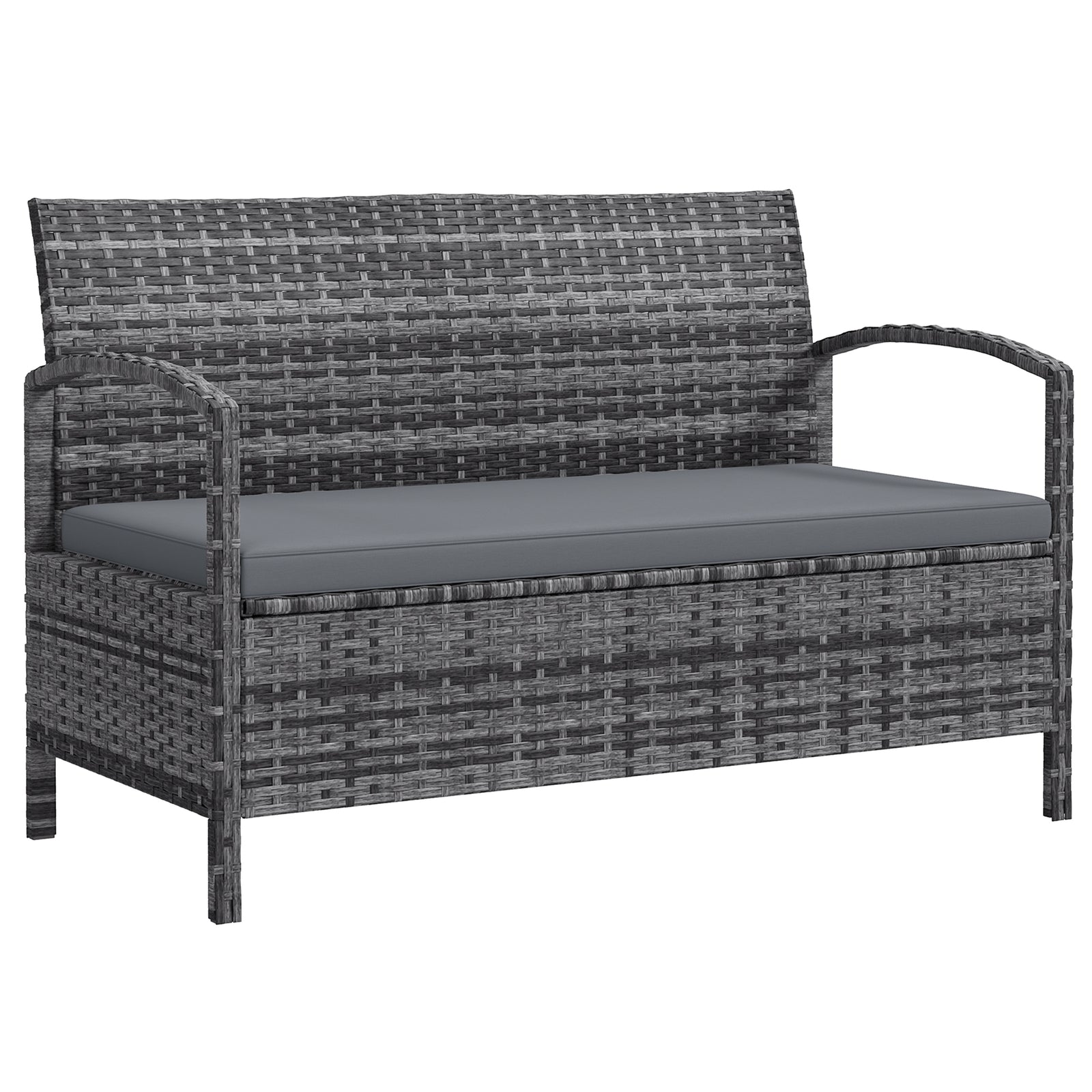 125L Storage Garden Bench, with Cushion - Grey