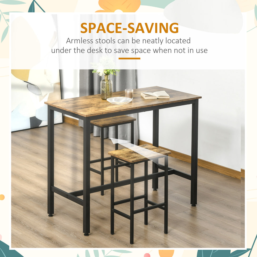 MCL Industrial Bar Stools, Set of 2 Kitchen Breakfast Bar Chairs with Footrest, Counter Height Island Stools for Dining Area, Home Pub, Rustic Brown