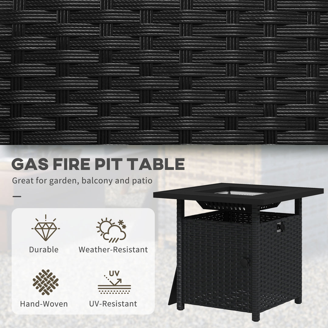 72.5 x 72.5cm 50,000 BTU Fire Pit Table, with Cover - Black
