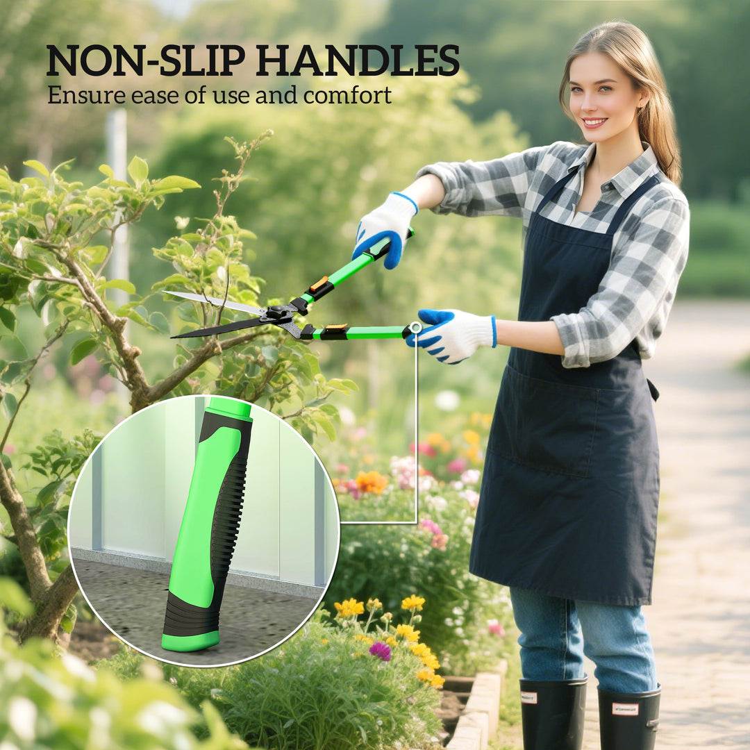 2 Pcs Garden Shears Set, Tree Lopper, Hedge Shears with Telescopic Extendable Handles, Garden Shears for Hedges, Shrubs and Bushes, Lightweight Shrub Care Kit for Cutting, Trimming