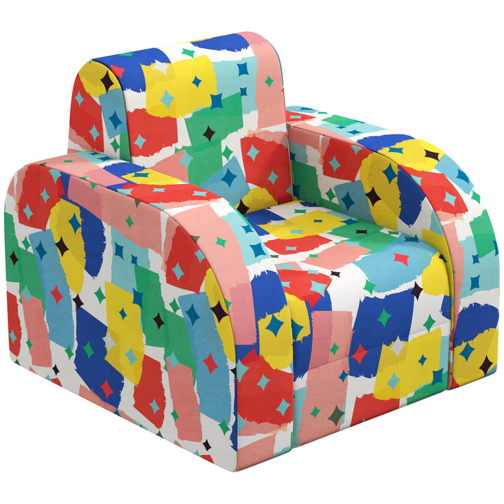 AIYAPLAY Foldable Toddler Chair Soft Snuggle Sponge Filled for Bedroom Playroom, Aged 18 Months to 3 Years - Multicoloured | Aosom UK