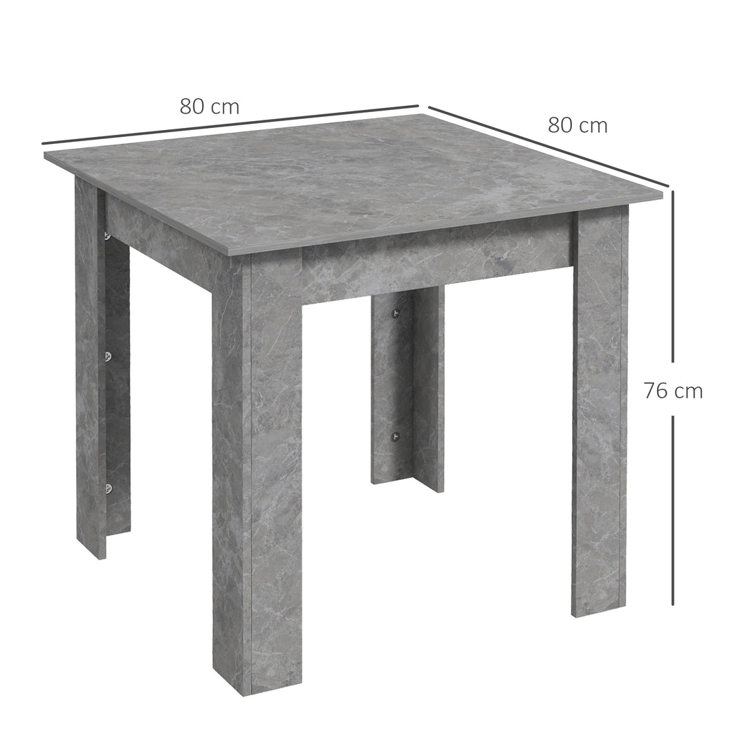 MCL Square Dining Table, Modern Small Dining Table with Faux Cement Effect, Space Saving, Non-slip Foot Pads, Cement Grey