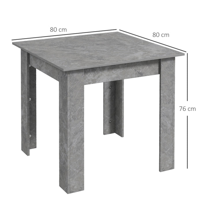 MCL Square Dining Table, Modern Small Dining Table with Faux Cement Effect, Space Saving, Non-slip Foot Pads, Cement Grey
