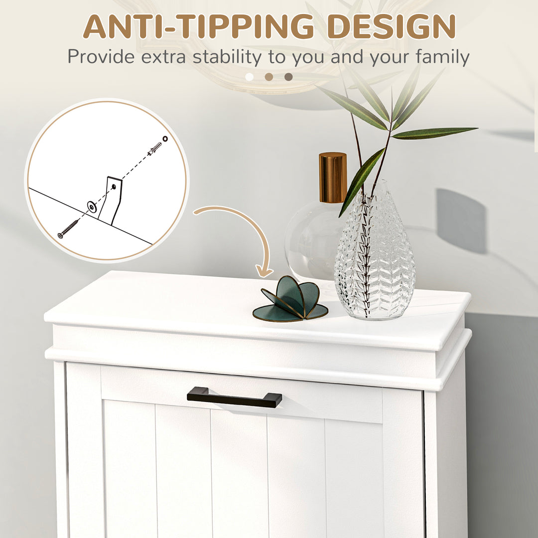 Two-Drawer Minimalistic Shoe Storage Cabinet, for 10 Shoes, White