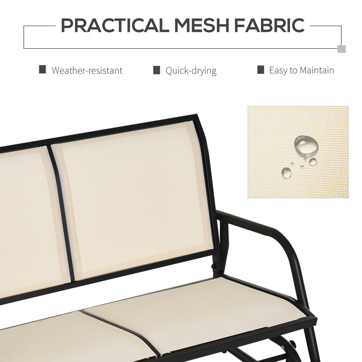 2-Person Outdoor Glider Bench Patio Double Swing Gliding Chair Loveseat w/Power Coated Steel Frame for Garden Patio Porch, Cream