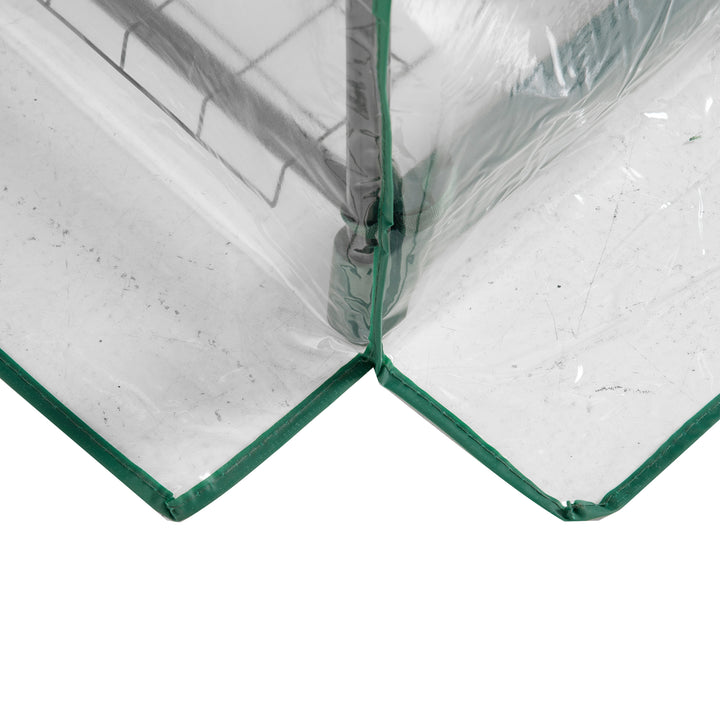 Outsunny 5 Tier Mini Greenhouse, Small Walk-in Greenhouse with Reinforced Plastic Cover, Garden Grow House with Roll Up Door and Shelves, 69 x 49 x 193cm, Green
