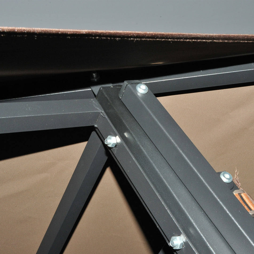 MCL 2.4 x 1.5 m (8' x 5') Grill Gazebo Canopy with Extendable Side Awnings, Outdoor BBQ Gazebo Shelter with 2 Side Shelves for Garden, Patio, Barbecue, Picnic, Coffee