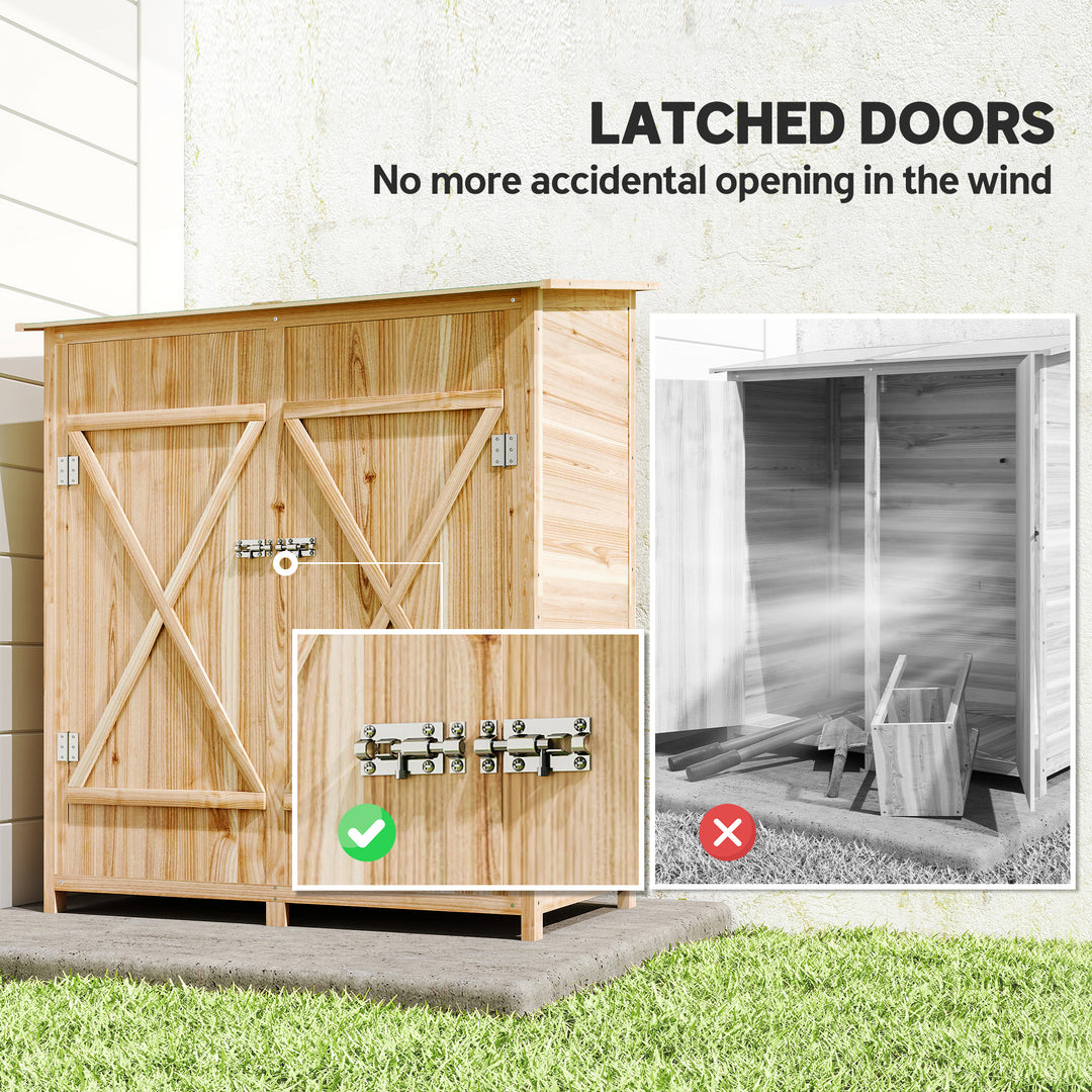 MCL 140 x 75 Fir Wood Garden Shed, with Asphalt Roof - Natural