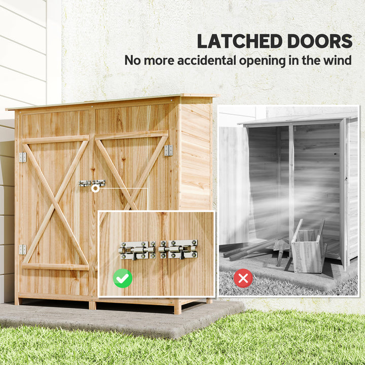 MCL 140 x 75 Fir Wood Garden Shed, with Asphalt Roof - Natural