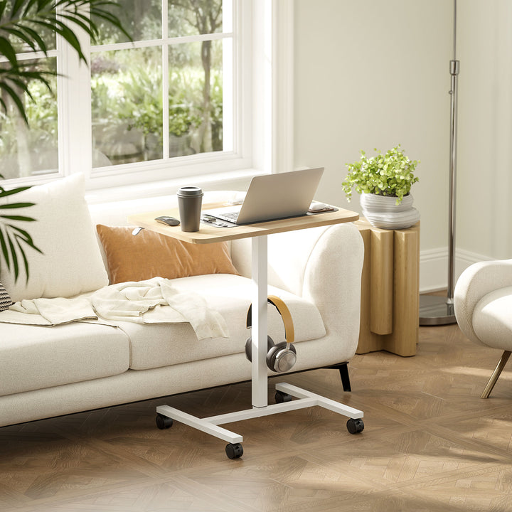 75-115cm Manual Adjustable Sit-To-Stand Desk - White/Wood-Effect