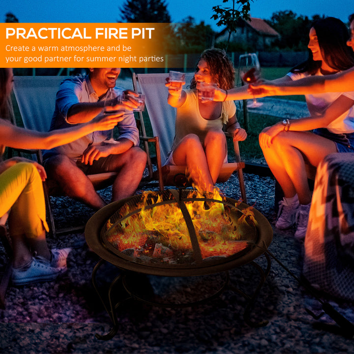 Outsunny Outdoor Fire Pit, 56 x 45H cm (Lid Included)