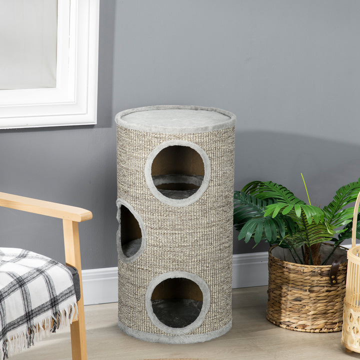 Cat Climbing Frame, Covered with Sisal, Cosy Platform - Light Grey