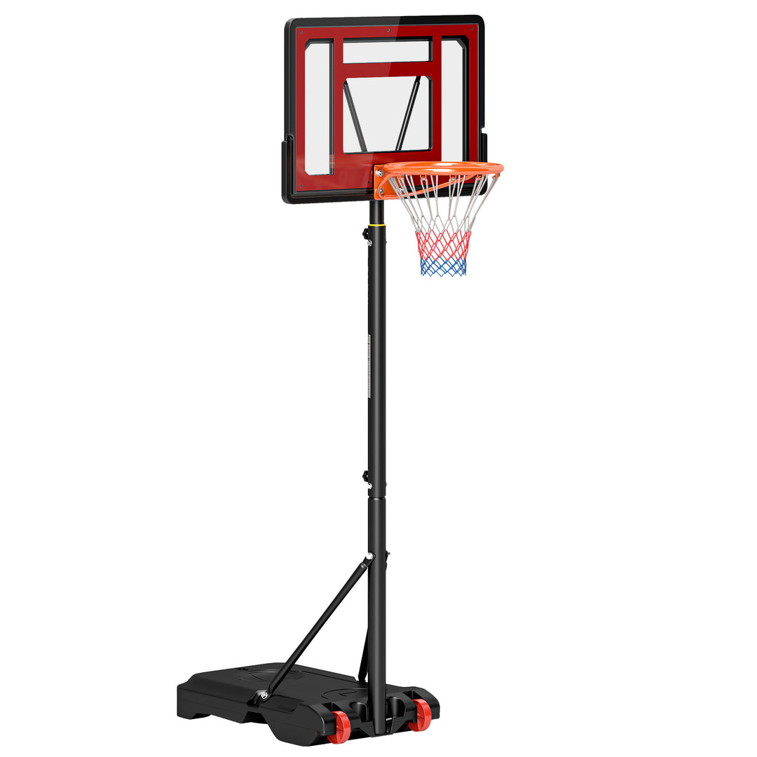 MCL Portable Basketball Hoop Stand 160-210cm Adjustable Height Sturdy Rim Hoop w/ Large Wheels Stable Base & Net Free Standing