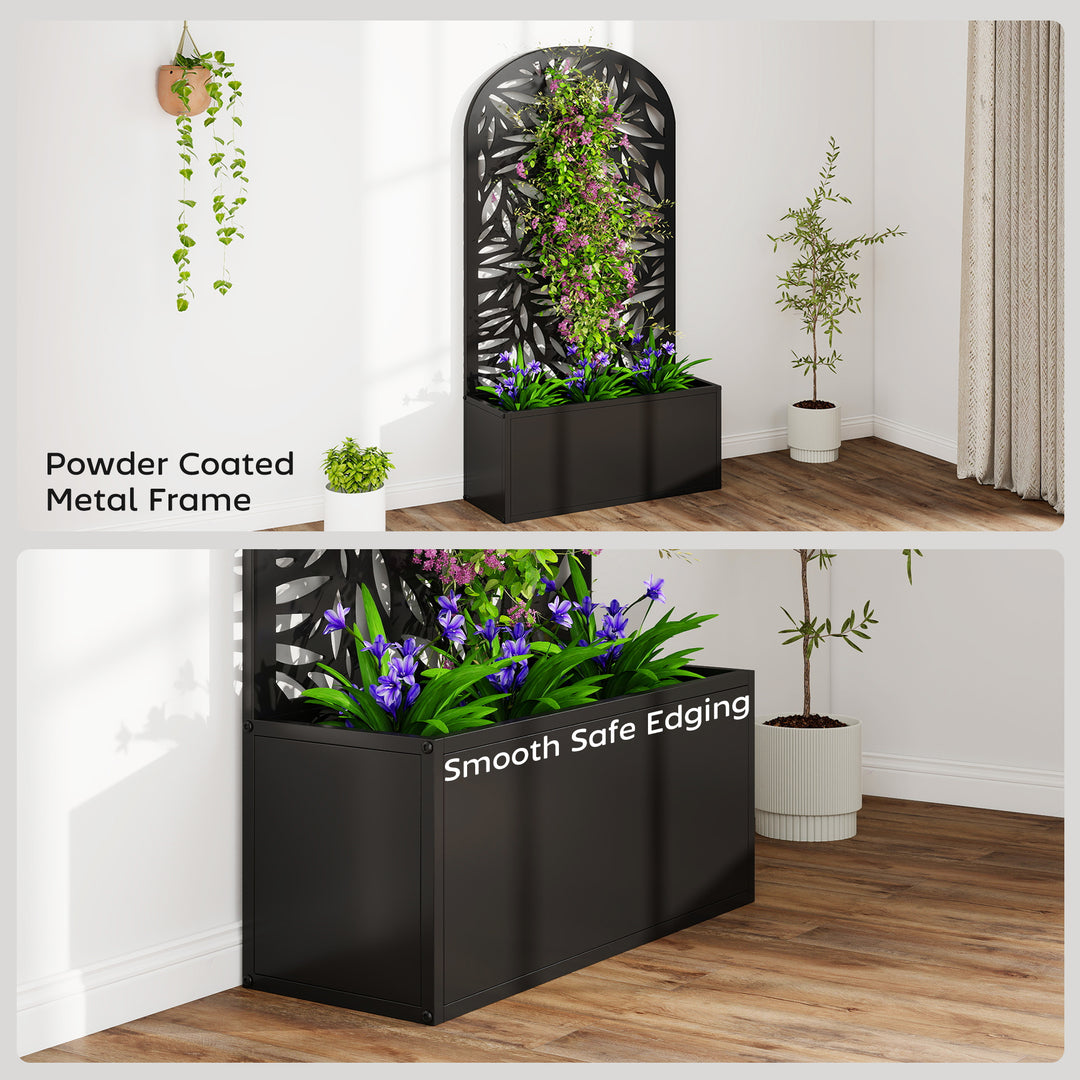 Metal Garden Bed for Garden with Trellis, Wall Mounted or Freestanding