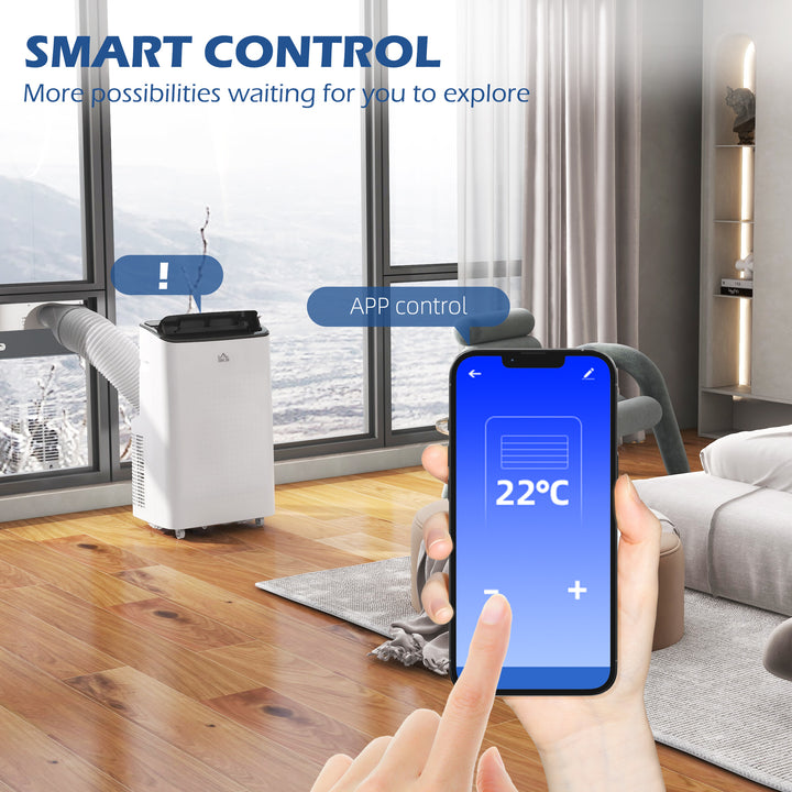 14000 BTU Mobile Air Conditioner for Room up to 35m², Smart Home WiFi Compatible, with Dehumidifier, Fan, 24H Timer