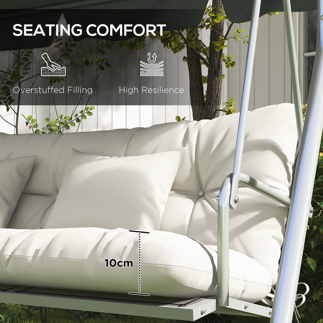 Back and Seat Cushion Replacement with 2 Pillows, Patio Chair Cushions Set with Ties, White