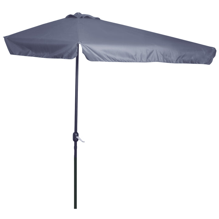 2.3m Half Parasol Semi Round Umbrella Patio Metal Frame Crank Handle for Balcony-- NO BASE INCLUDED, Grey