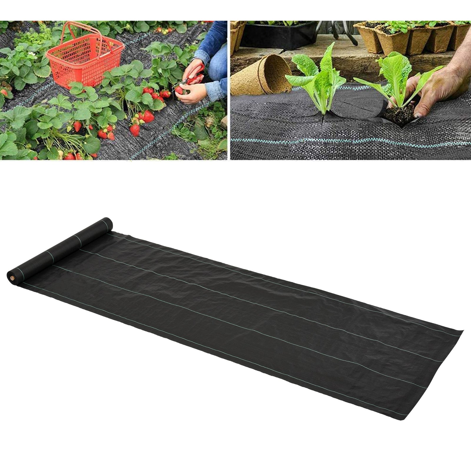 1m x 50m Weed Control Membrane, Heavy Duty Weed Control Barrier Fabric, 90gsm Ground Cover for Patios, Garden, Flower beds, Landscaping