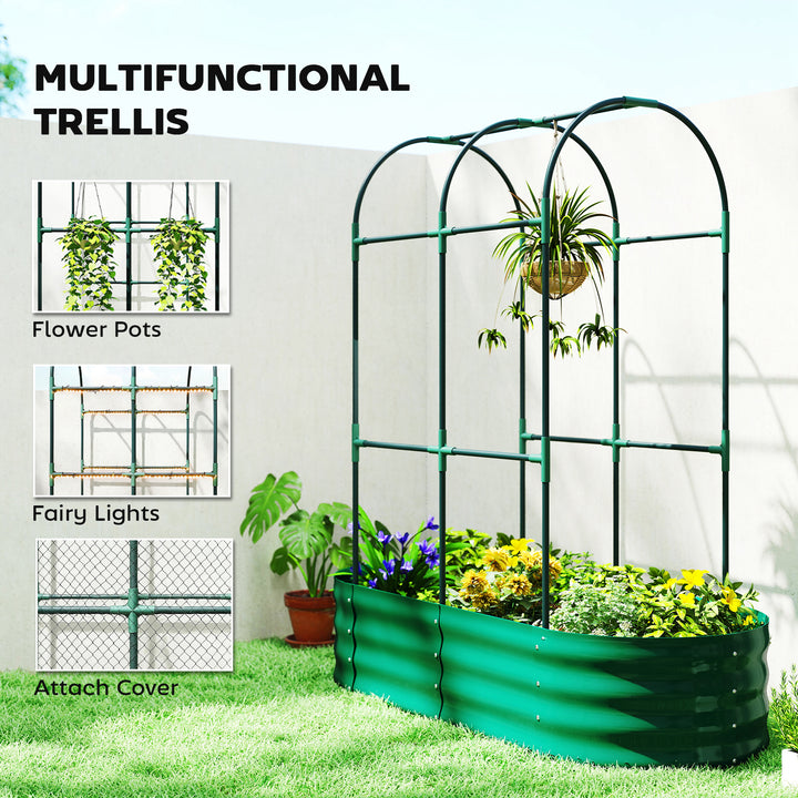 Galvanised Raised Garden Bed with Arched Trellis, 4 x 2 x 4.6ft Metal 