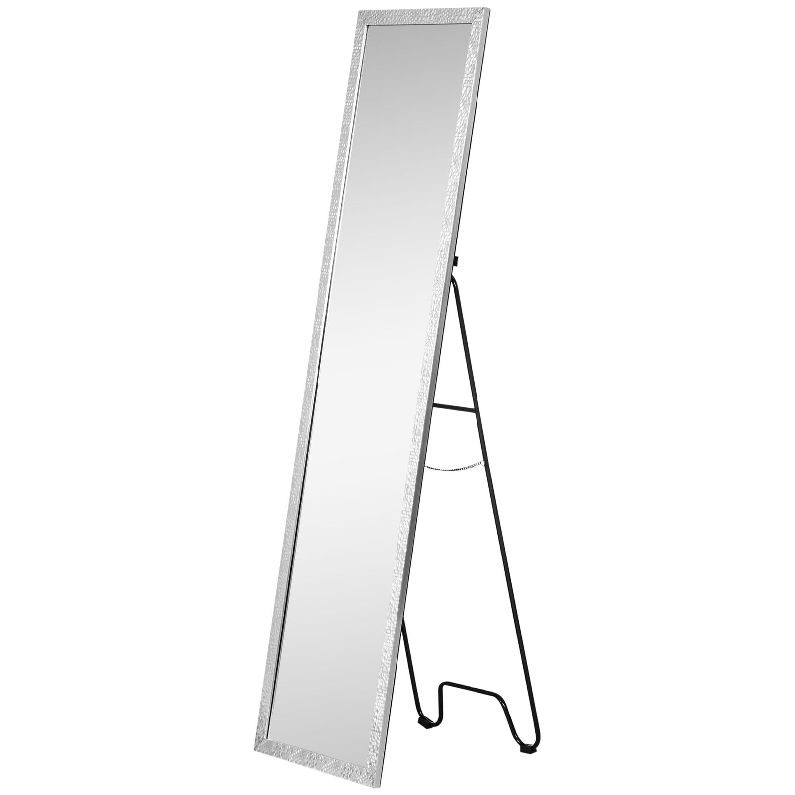 Full Length Mirror Free Standing Mirror Dressing Mirror with PS Frame Modern Wall Mirror for Living Room and Bedroom 34 x 144cm, Silver