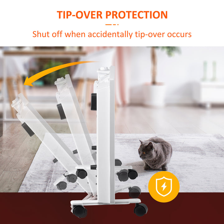 MCL POWER Convector Radiator Freestanding or Wall-mounted Heating with 2 Heat Settings Safety Cut-Off, White