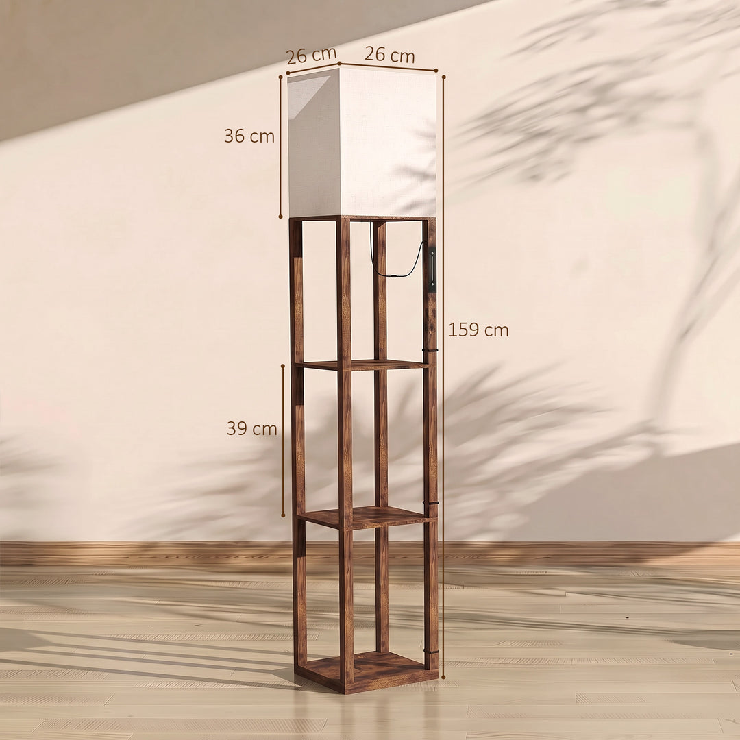 Floor Lamp with Shelves, Modern Dimmable Standing Lamp with Fabric - view 3