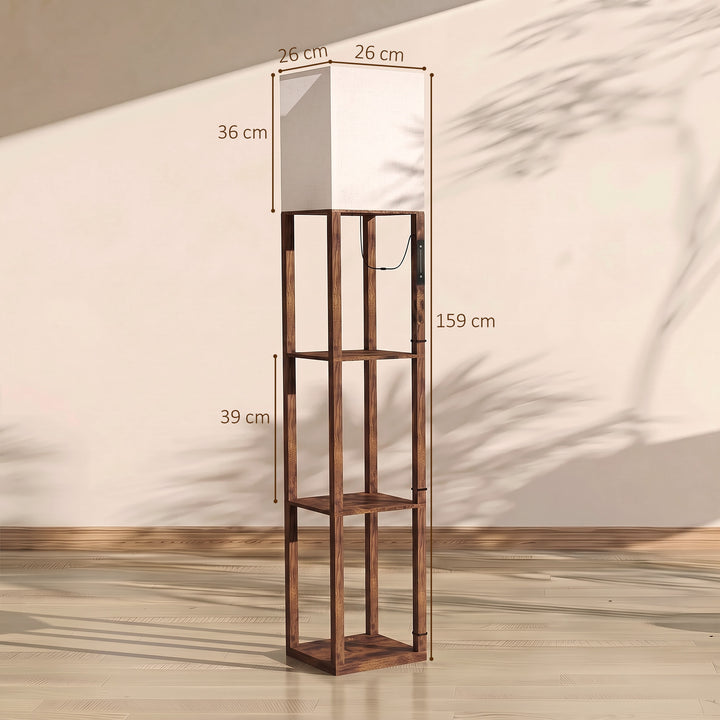 Floor Lamp with Shelves, Modern Dimmable Standing Lamp with Fabric - view 3