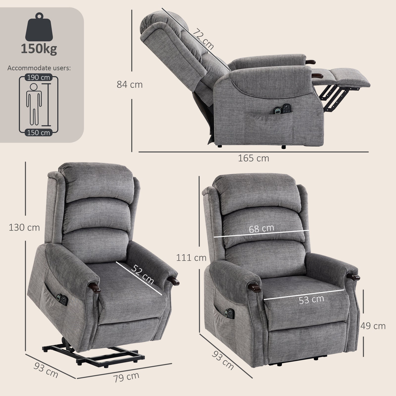 Power Lift Recliner with Vibration Massage and Heat, Lift Chair for Ta