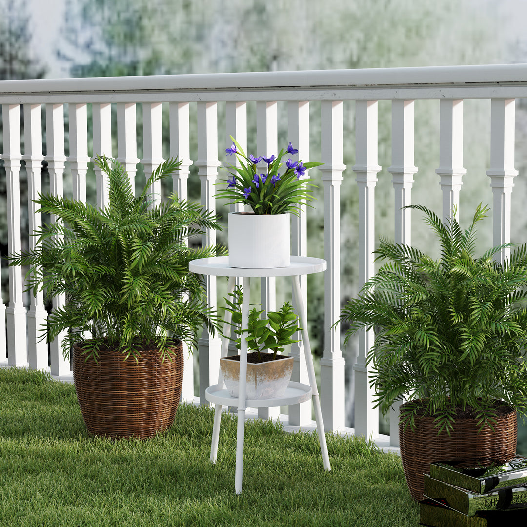 Two-Tier Metal Garden Table - White