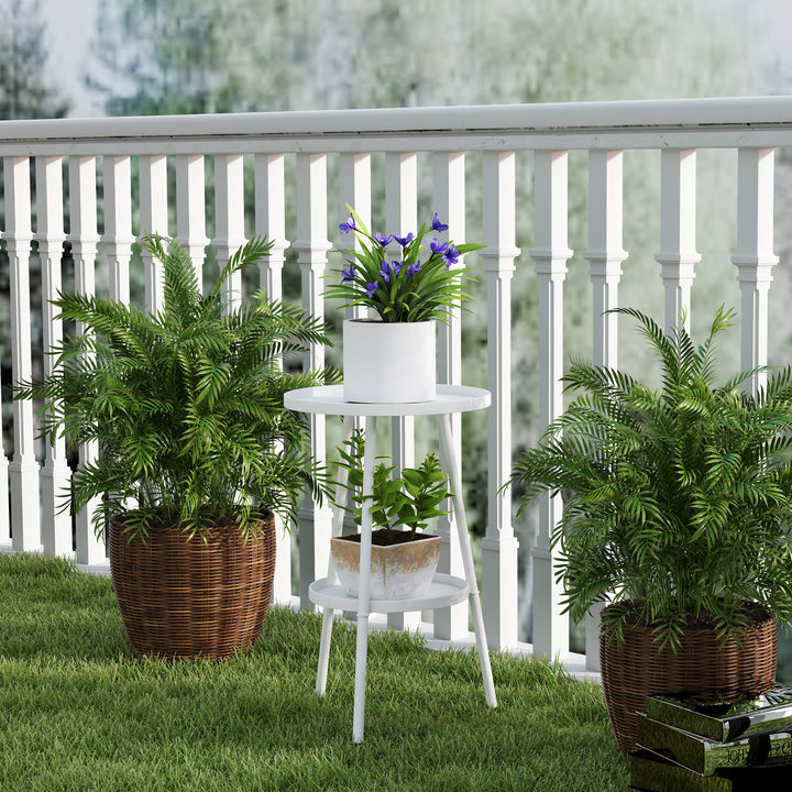 Two-Tier Metal Garden Table - White