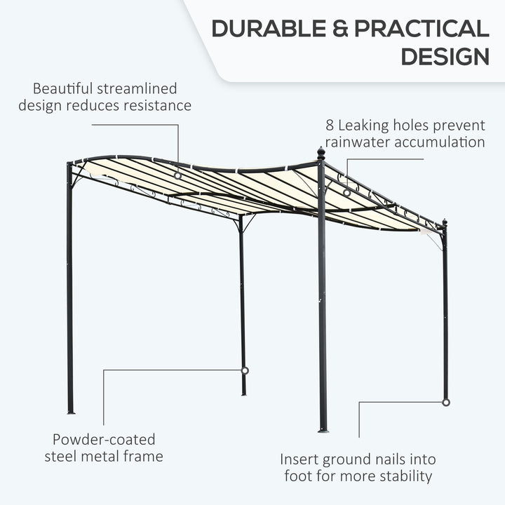 Outsunny Elegant Pergola Gazebo Metal Frame Elegant Scrolling Weather