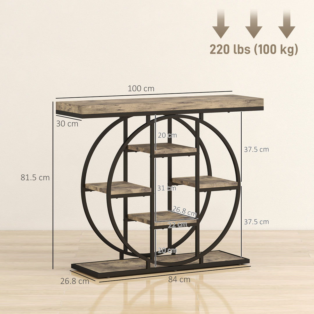 Industrial Console Table with Storage Shelves