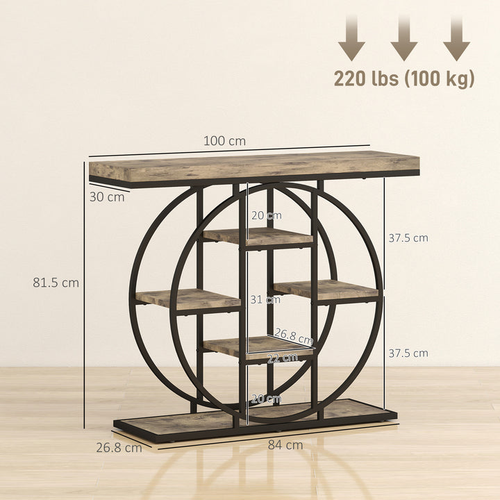 Industrial Console Table with Storage Shelves