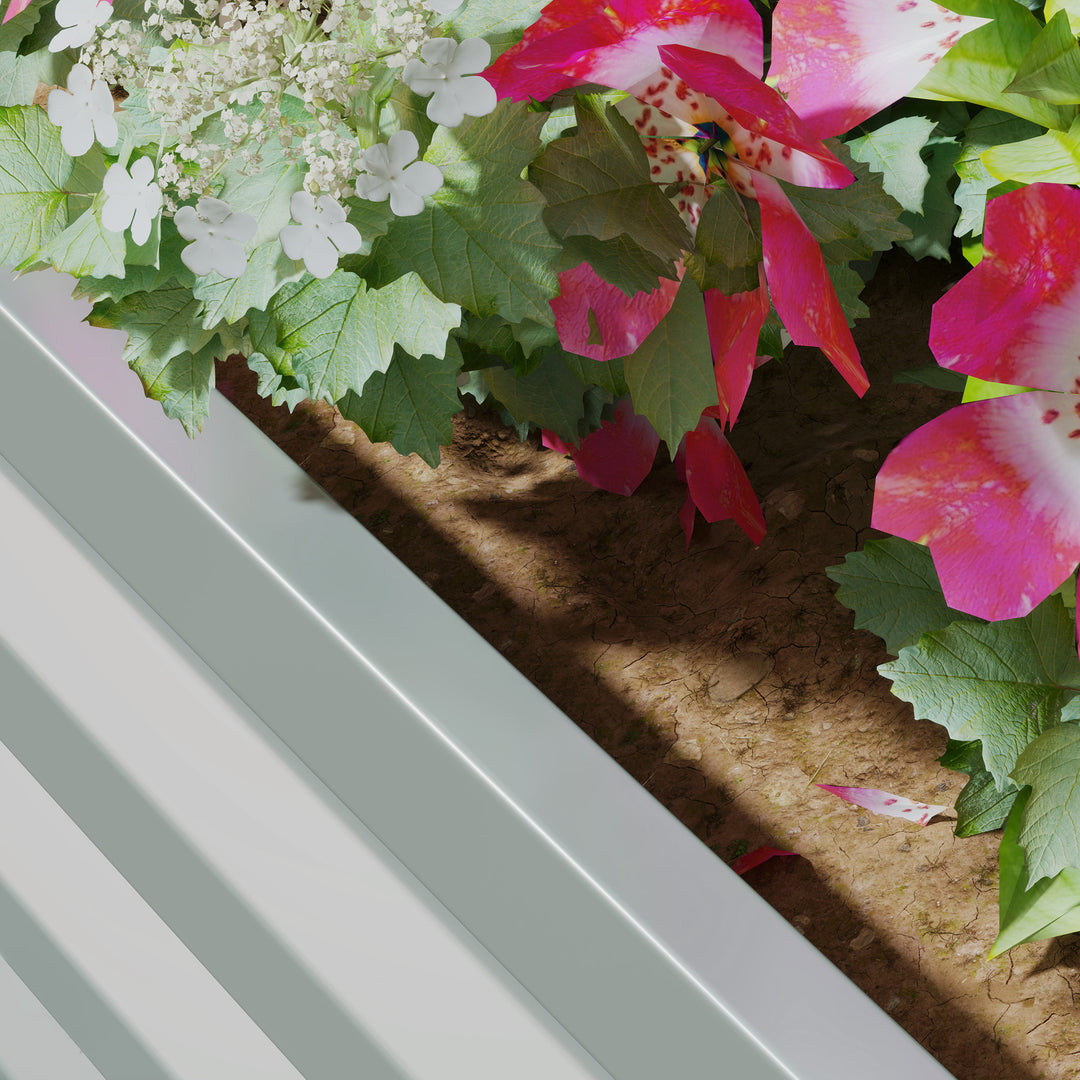 Set of Two 60 x 60cm Steel Planter Boxes - Light Grey